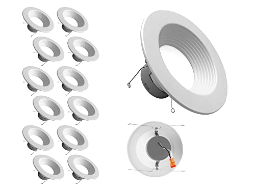 Nicor DLR56(v6) 5/6-inch White 900 Lumen 3000K Recessed LED Downlight with Baffle (12 Pack) (DLR566091203KWHBF-12) - color: White Baffle, style: 12 Pack
