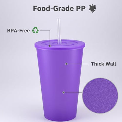 32 oz Cup with Lid and Straw set 8, Reusable Plastic Tumblers Jewel - color: Jewel