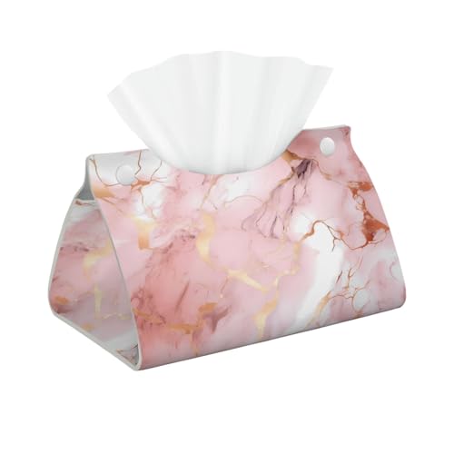 Tissue Box Cover Pink Rose Gold Marble Print Rectangle PU Leather Tissue Box Holder for Car Bathroom Bedroom Desk Tabletop Decor - color: Pink Rose Gold Marble Print