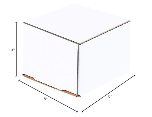Box USA Mailer Boxes Small 8"L x 5"W x 4"H 50-Pack - Corrugated Cardboard Box for Shipping, Moving, Mailing, Packing, Packaging and Storage - size: 8x5x4" 50-Pack White