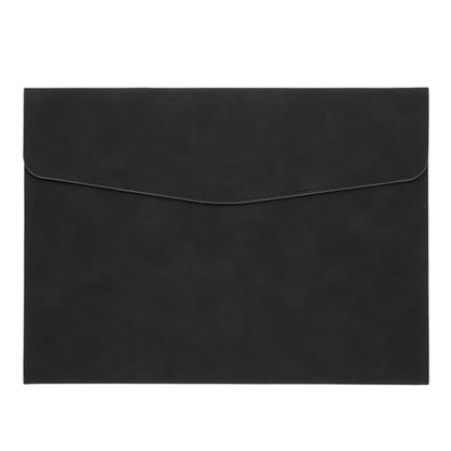 PATIKIL PU Leather A4 File Folder, Document Holder Filing Organizer Portfolio Envelope Folder Case with Snap Closure for Letter Receipt, Black - color: Black