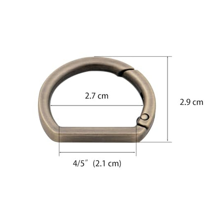 10pcs Metal Spring Key Ring,Spring Snap Hooks Clip Buckle,Flat D Ring for Purses (Brushed Brass) - color: Brushed Brass