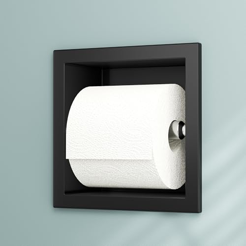Neodrain Matte Black Recessed in Wall Toilet Paper Holder - color: Matte Black, size: 6X6In
