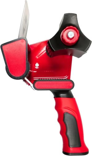 PSBM Heavy Duty Packing Tape Dispenser, 2 Inch Wide, 1 Count, Sealing Cutter, Magnetic Retractable-Blade Tape-Gun Dispenser Used for Warehouse Storage Packaging