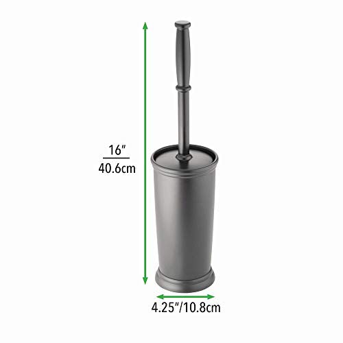 mDesign Toilet Bowl Brush and Holder - Covered Bathroom Toilet Brush - Standing Toilet Bowl Scrubber in Modern Holder - Space Saving, Deep Cleaning Brush for Toilet - Hyde Collection - Charcoal Gray - color: Charcoal, size: Pack of 1