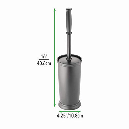 mDesign Toilet Bowl Brush and Holder - Covered Bathroom Toilet Brush - Standing Toilet Bowl Scrubber in Modern Holder - Space Saving, Deep Cleaning Brush for Toilet - Hyde Collection - Charcoal Gray - color: Charcoal, size: Pack of 1