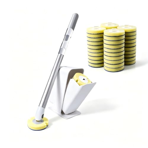 Eyliden Disposable Toilet Brush Set, Wand with 40 Refills & Holder