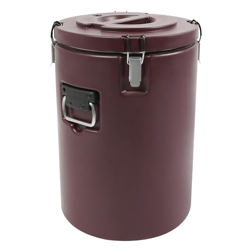 40L/10.57 Gal Insulated Soup Carrier, Stainless Steel Insulated Soup Container Bucket Hot & Cold Thermal Bucket with Lid Commercial Food Warmer for Parties Picnics Cafes Restaurants - color: Brown, size: 40L/10.57 Gal