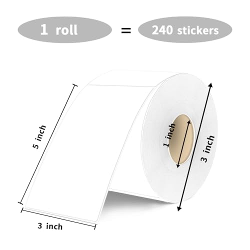 3×5 Inch White Removable Thermal Labels,Waterproof Thermal Label,240 Sheets per Roll with Perforated Lines - color: White, size: 3×5 inch