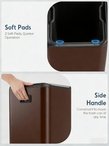 Arlopu 16Gal Dual Trash Can w/2 Built-in Box for Odor Control - color: Brown