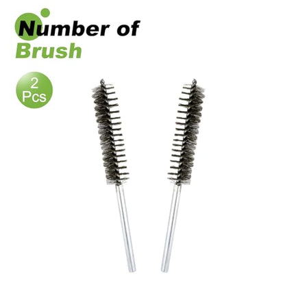 HARFINGTON 2pcs Wire Bore Brush Set 8 Inch Length 1 Inch Shank Stainless Steel Bristles Cleaning Brush for Clean Car Part Tube Kitchen Garage - size: 8 x 1 Inch