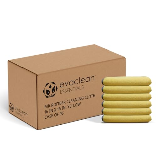 EvaClean Essentials Premium Microfiber Cleaning Cloth 16"x16" - Reusable, Washable, Non-Scratch, Microfiber Towels for Cleaning, Dusting, Polishing, High Absorbency & Durability, Yellow, 96-Pack - color: Yellow