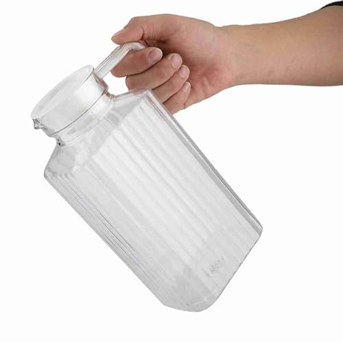 61 oz Acrylic Pitcher with Lid and Spout, 1800ml Large Hot/Cold Water Jug for Iced Tea Pitcher for Coffee, Juice Iced Tea Beverage Carafe with Lid for Family Gathering(1800ml) - size: 60.9 Ounces