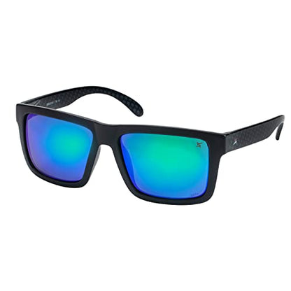 X Power ANSI Z87+ Extra Large Weekenders Impact Resistant Safety Sunglasses - color: 010 Black & Carbon Fiber Frame / Green Mirror Lens, size: X-Large