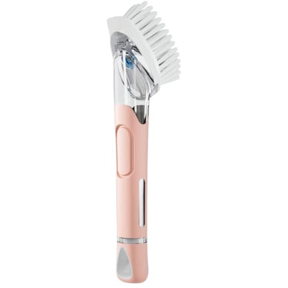 RIMAY Soap Dispensing Dish Brush Dish Scrubber with Soap Dispenser Handle - color: Pink