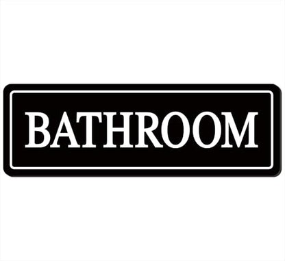 Bathroom Sign – Restroom Sign, Premium Durable Acrylic Material, Super Strong Self-Adhesive, Quick Installation, Suitable For Your Home And Business (9x3 Inches, Black/White) - color: Black/White - Bathroom