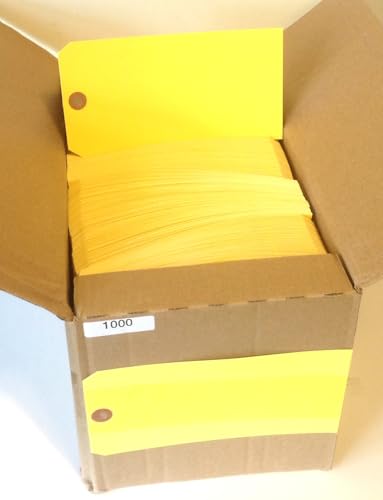 #10 Shipping Tags, Yellow, 3-5/8" x 7-1/4", 13 Pt. Heavy Duty, Plain, Fiber Reinforced Hole - Box / 1,000