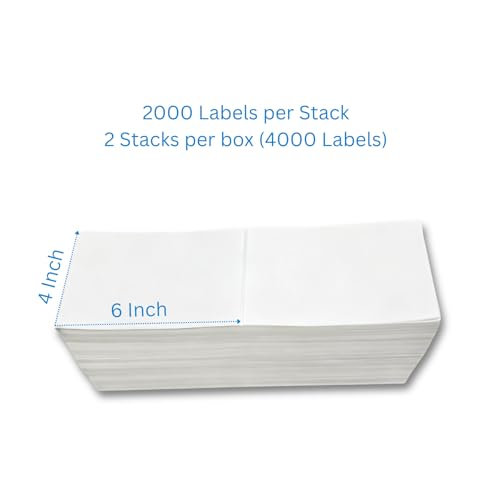 4x6 (100x150mm) Fanfold Direct Thermal Shipping Labels (2 Stacks | 4000 Labels) - size: 2 Stacks | 4000 Labels