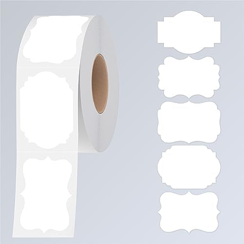 300 PCS White Stickers, 5 Fancy Shapes Labels Blank Stickers Roll White Name Tags with Permanent Adhesive for File Folders, Food Jars, Gift Tags, Home Office Business Uses (2” x 3”) - color: White, size: 2” x 3”