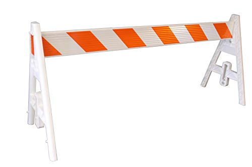 Type 1 A-Frame Plastic Barricade with Reflective Double Sided 8 Foot Rail-A Frame legs and Rails ship separate.