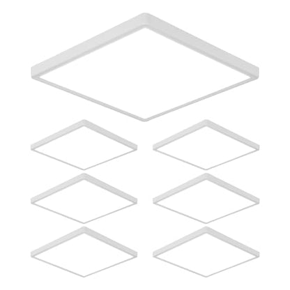 DELIPOP 6 Pack Flush Mount Ceiling Light, 12 Inch 24W Ultra Thin Square LED Ceiling Light, 6500K Cool White Low Profile Light Fixture for Living Room Bedroom Bathroom Kitchen Dining Room Corridor - size: 12in-6500K-6Pack