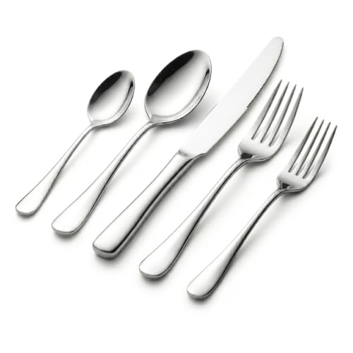 10-Piece Silverware Set, Stainless Steel Flatware Set Service for 2 - color: Silver, size: 10-Piece