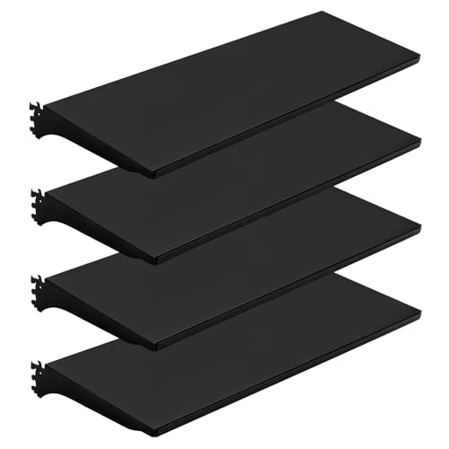 Eastern Tree 4 Packs Gondola Shelves 35 1/4”L x 11 1/2”W for Industrial Grade Black Pegboard Display Stand, 4 Shelves Fit to 3x6.5 Feet Gondola Units with 8 Supply Arms - size: 4 Packs 3 Feet Width