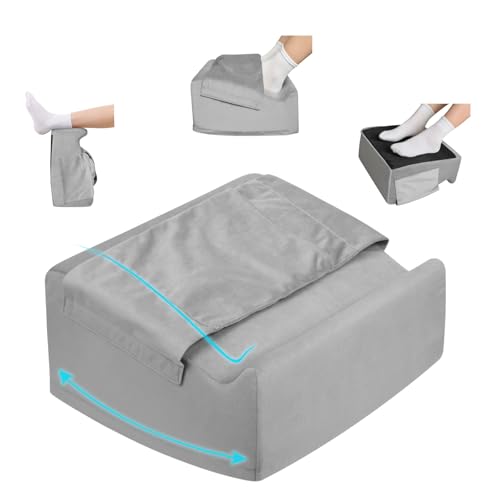 Under Desk Footrest with Rocking Base & Warming Cover, Gray Velvet - color: Gray, size: 12.6" L x 15" W x 7.3"