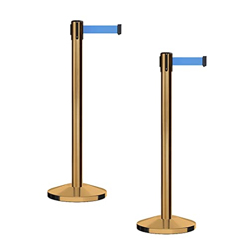 CCW RBB-100 Series Retractable Belt Barrier Stanchions, 7.5 Ft, 2 Pack - color: Light blue, size: 7.5 Foot