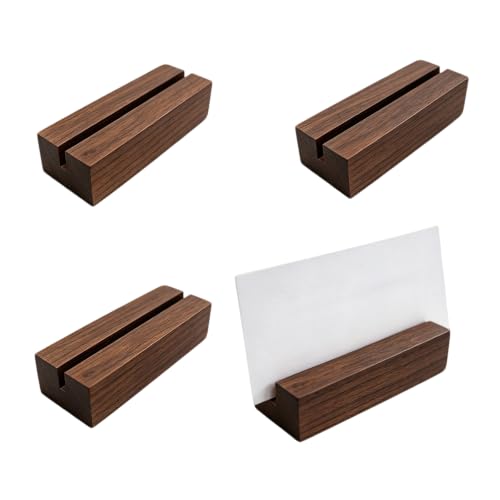 4 Pcs Wooden Place Card Holder - color: Black