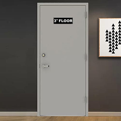 Floor Sign for Door, Acrylic Plastic, Black and White, Rounded Corners, Durable, Long Lasting with Double Sided Tape in the Back - 3" x 9" (3rd Floor) - style: 3rd Floor
