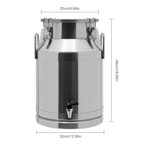Milk Bucket With Faucet,Stainless Steel Milk Can Large Liquid Container Storage,With Sealing Lid and Carry Handle,for Wine, Oil Storage Transport (30L/8 Gal,w/Faucet) - size: 30L/8 Gal,w/Faucet