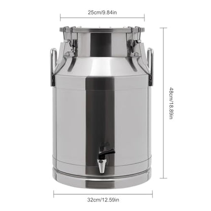 Milk Bucket With Faucet,Stainless Steel Milk Can Large Liquid Container Storage,With Sealing Lid and Carry Handle,for Wine, Oil Storage Transport (30L/8 Gal,w/Faucet) - size: 30L/8 Gal,w/Faucet