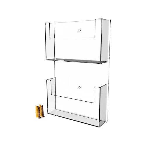 Marketing Holders Postcard Holder Clear Acrylic 2 Pocket Vertical Hanging Display With Hardware Greeting Card Rack Sorting Organizer Index Card Bin Schools Universities Distribution Souvenir - size: 2 Pocket Vertical