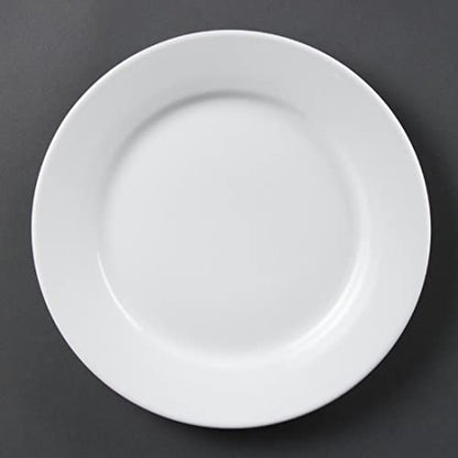 White Porcelain Plates with Wide Rim - 12 Pack by Olympia