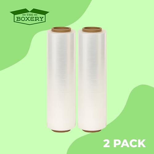The Boxery 18" x 1500' Stretch Wrap – 50 Gauge Clear Blown Film – 2 Rolls (3000ft Total) – Strong & Lightweight Pallet Wrap for Shipping, Moving & Storage