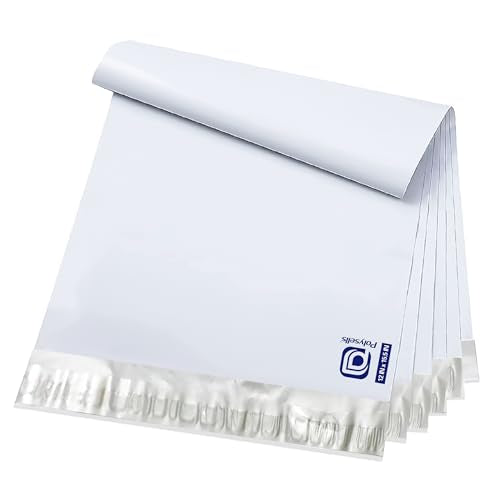 POLYSELLS 50 pcs 12x15.5 Inches White Poly Mailers Shipping Envelopes, Strong Adhesive Sealing, Waterproof, and Tear-resistant Postal Mailing Bags for Clothing and Accessories - size: 12"x15.5" 50 PCS