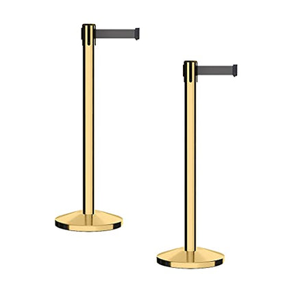 CCW Series RBB-100 Retractable Belt Barrier Stanchions, 2-Pack, 7.5 Ft - color: Dark Grey, size: 7.5 Foot
