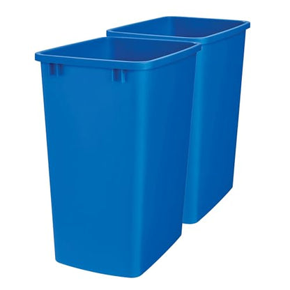 Rev-A-Shelf 2-Pack 35 Quart Polymer Replacement Trash Bin, Recycle Waste Garbage Container for Kitchen Cabinet Pullouts, Blue, RV-35-22-2 - Large Plastic Bins for Home and Office - color: Blue, style: 2 Pack