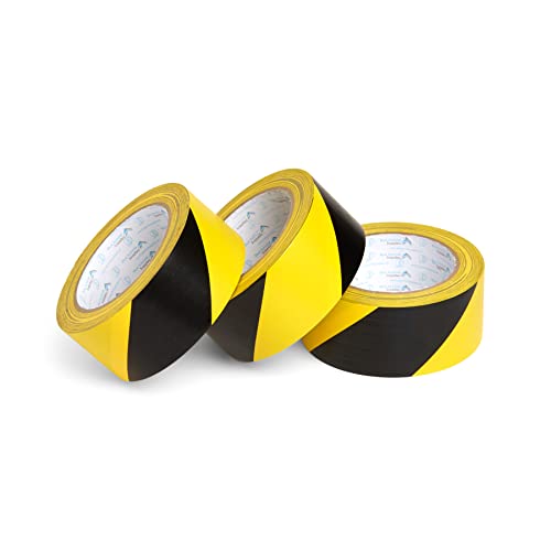 Blue Summit Supplies 3 Pk Floor Marking Tape, 2" x 108 ft, Black and Yellow