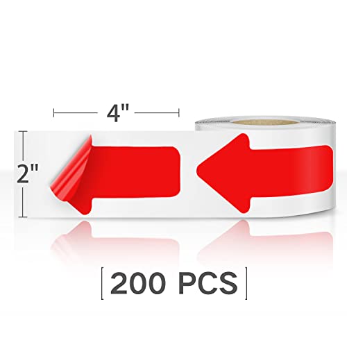 EVQ Red Arrow Floor Sticker Tape 2 x 4 Inch Directional Vinyl 200 PCS - color: Red, size: 2"×4"