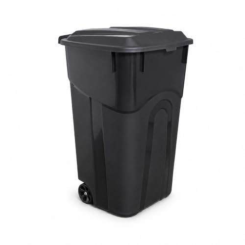 32 Gallon Outdoor Trash Can with Wheels, Heavy Duty Garbage Bin for Patio - size: 32 Gallon