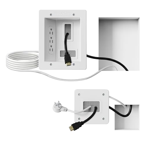 Mount-It! in-Wall TV Cable Concealer Kit with Recessed Power – Triple Outlet, 9ft Cord, and Hand Saw – Easy, Safe Cable Management for Organized TV and Home Theater Setups - style: Triple Outlet – 9ft Extension Cord