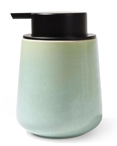 BosilunLife Ceramic Soap Dispenser - Dish Soap Dispenser for Bathroom 12Oz - color: Green