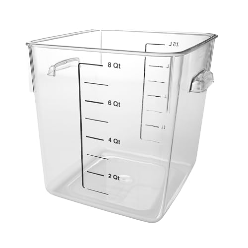 Rubbermaid Commercial Products Space Saving Square Food Storage Container 8 Quart Clear for Kitchen/Sous Vide/Meal Prep - size: 8 Qt., style: Container