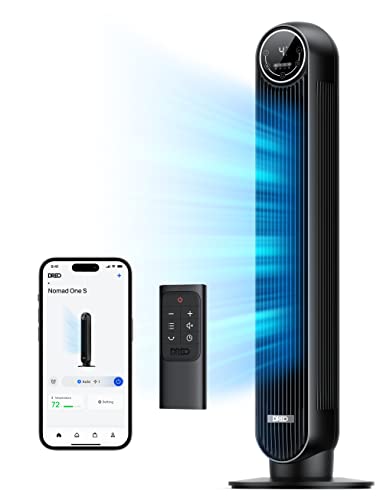 DREO Smart Tower Fan for Bedroom, 28ft/s Velocity, 8 Speeds Ultra Quiet Fan - color: Pure Black, size: 36 inch