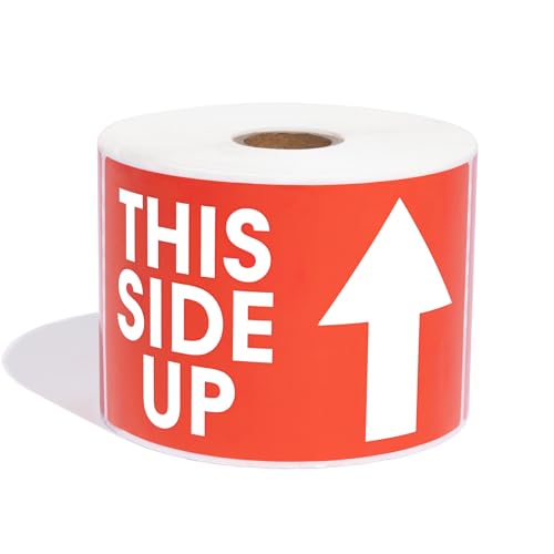 Aegis Adhesives - 3" X 5" This Side Up Stickers (1 Roll, 500/Roll) - color: Red (This Side Up)