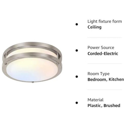 hykolity 10 inch Flush Mount LED Ceiling Light Fixture,1100LM - color: Brushed Nickel, size: 10-inch