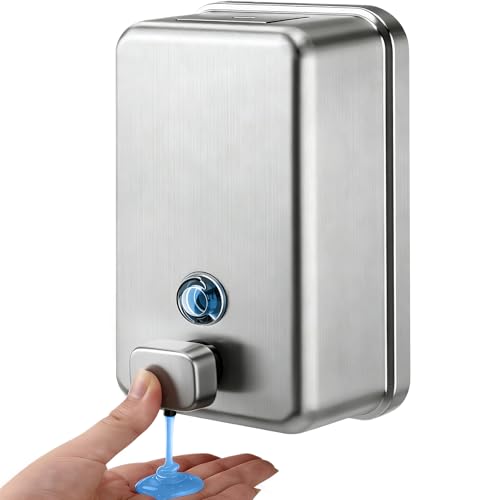Gorlary Commercial Soap Dispenser Wall Mount, 37 fl oz, Silver
