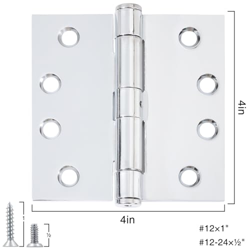 TDCHINGES Exterior 4x4 Inch Door Hinges Heavy Duty Polished Chrome 2 Pack - color: Polished Chrome, size: 2 Pack